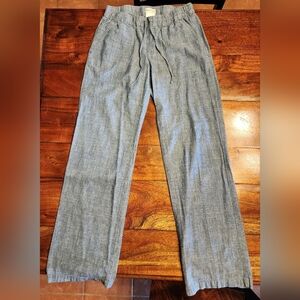 Merona Womens Blue Wide Leg Pants With Drawstring Waist Pockets Denim Look Sz XS